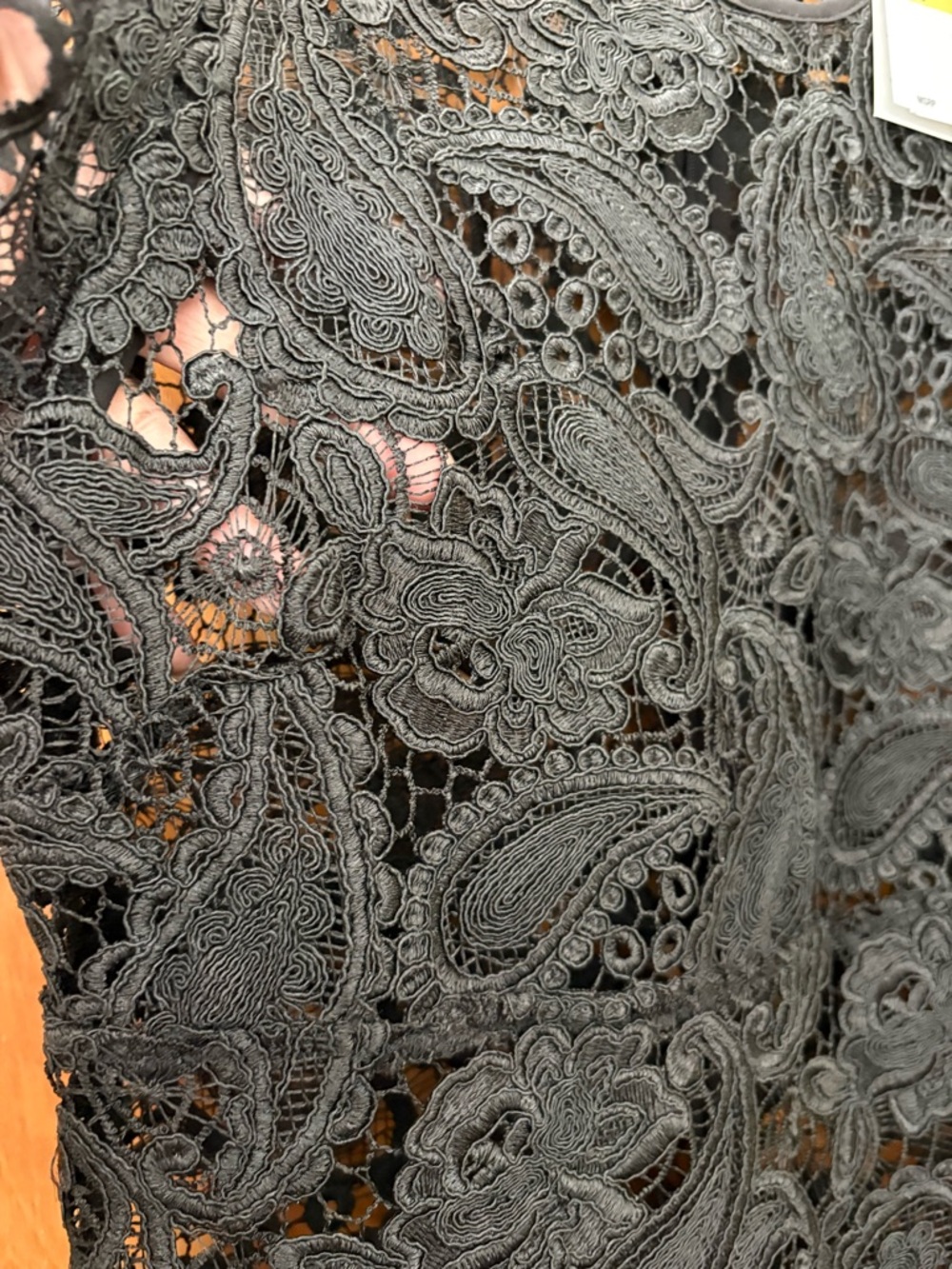 Michael Kors Black paisley Lace brocade Midi Dress 4 - Picture 6 of 12